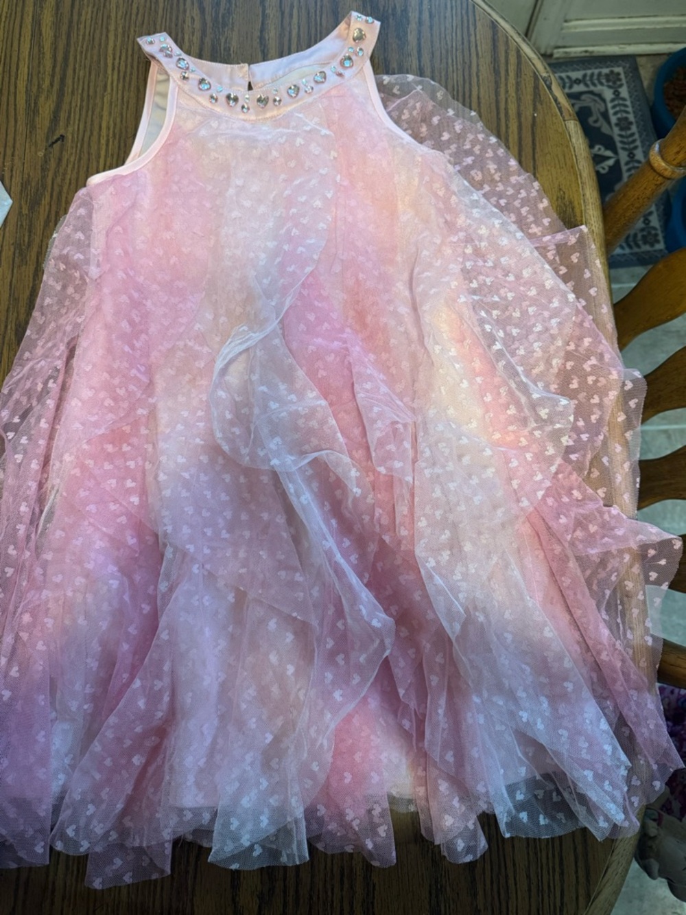 Tahari Soft Pink Girls' Dress with Jewel Accent
